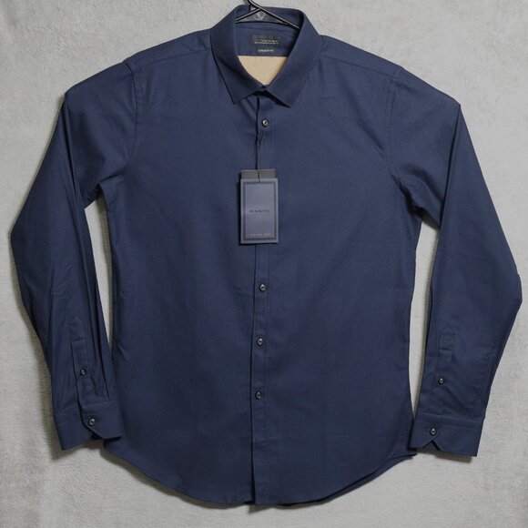 Zara Man Shirt Mens Large Black Tag Superslim Fit Dress Point Collar - Picture 1 of 11